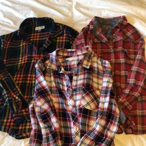 Lot of three women’s flannel button-down shirts